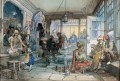 イスタンブールのカフェ 水彩画 オスマン帝国 アマデオ・プレツィオージ 新古典主義 ロマン主義
